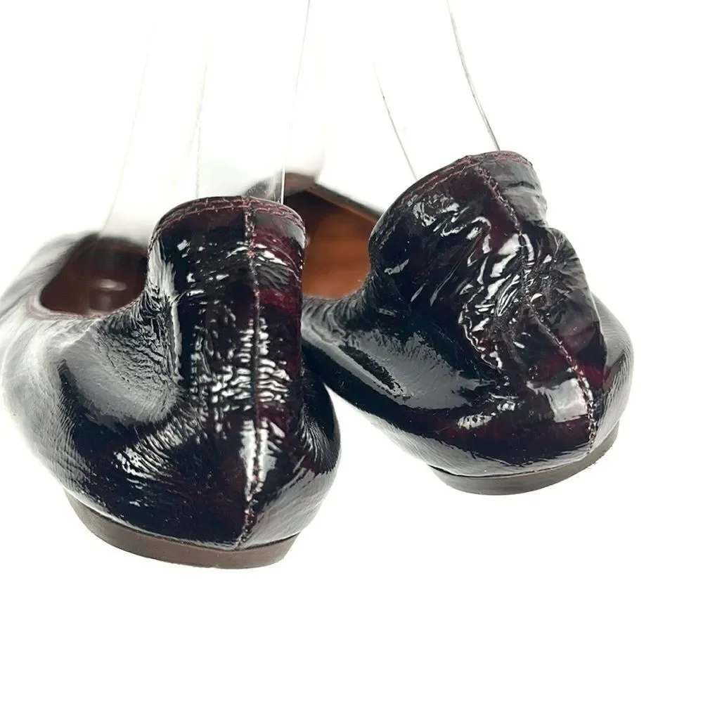 LANVIN Deep Burgundy Patent Leather Ballet Flats 38,5 US 7,5